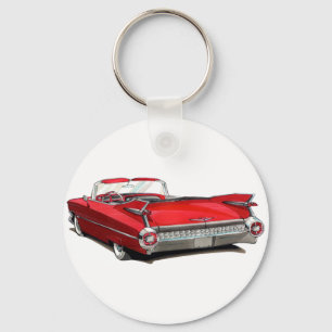 1959 Cadillac Red Car Keychain