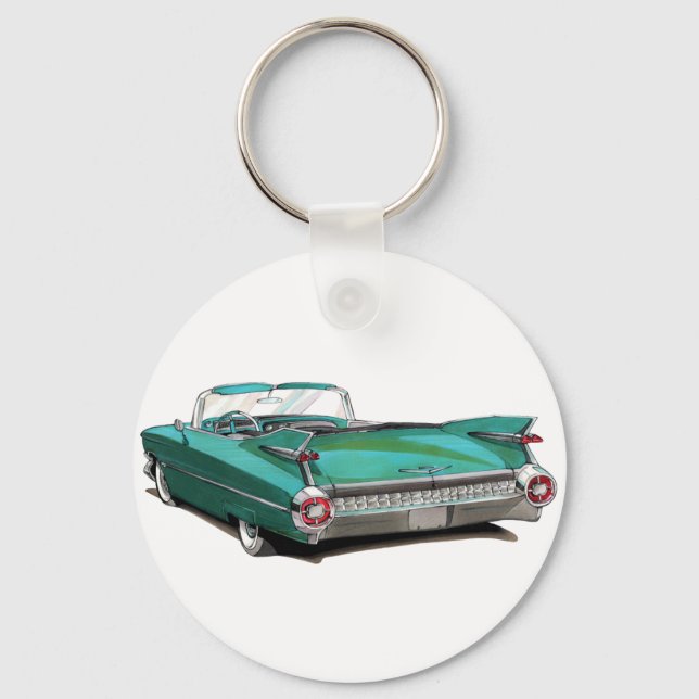 1959 Cadillac Teal Car Keychain (Front)