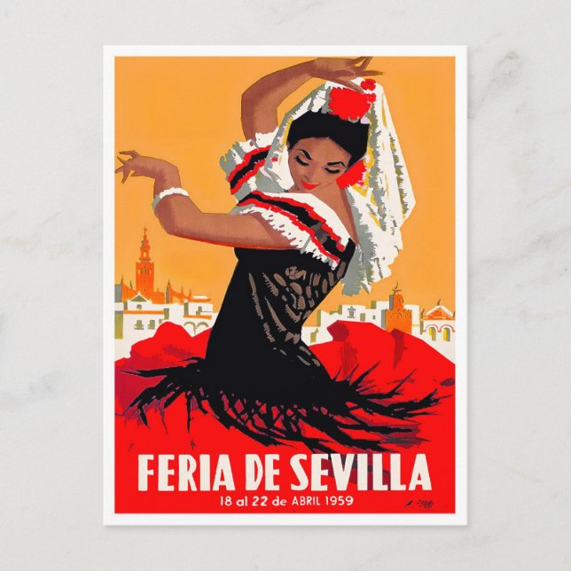 1959 Feria de Sevilla vintage travel  Postcard (Front)