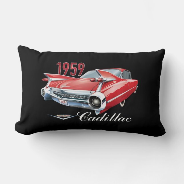 1959 Red Cadillac Classic Motor Car  Lumbar Pillow (Front)