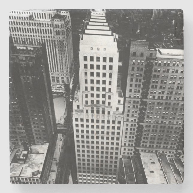 1960:  An aerial view of a Chicago skyscraper Stone Coaster (Front)