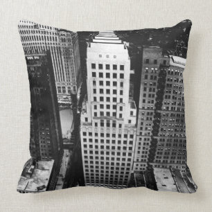 1960:  An aerial view of a Chicago skyscraper Throw Pillow