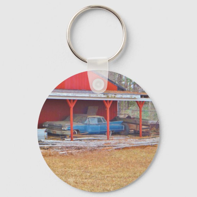 1960 BLUE SADAND DEVILLE Antique car Keychain (Front)