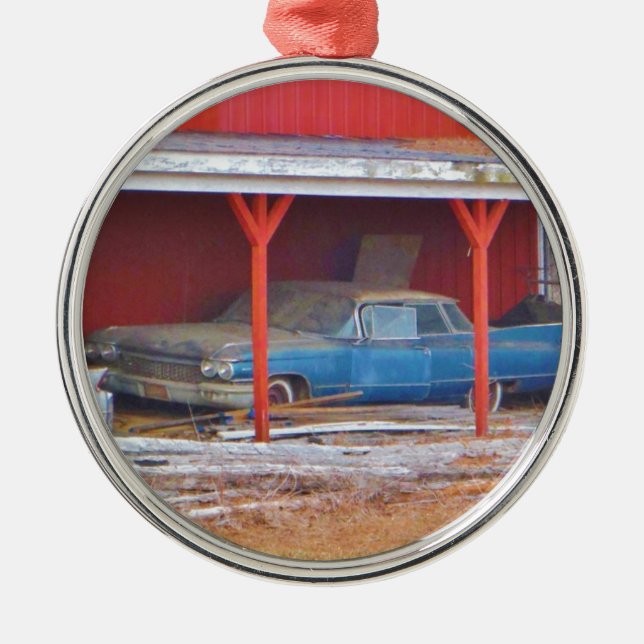 1960 BLUE SADAND DEVILLE Antique car Metal Ornament (Front)