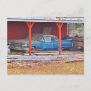 1960 BLUE SADAND DEVILLE Antique car Postcard