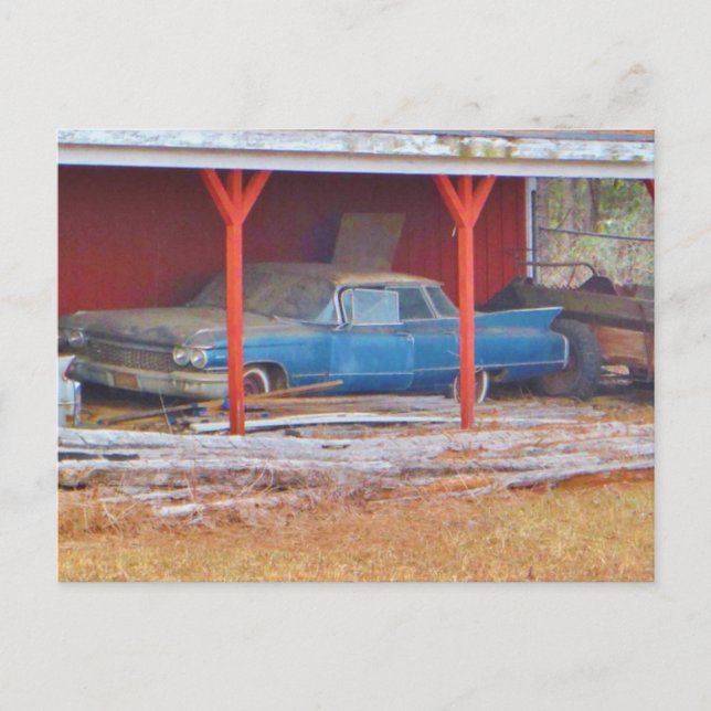 1960 BLUE SADAND DEVILLE Antique car Postcard (Front)