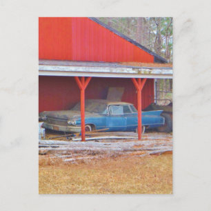 1960 BLUE SADAND DEVILLE Antique car Postcard