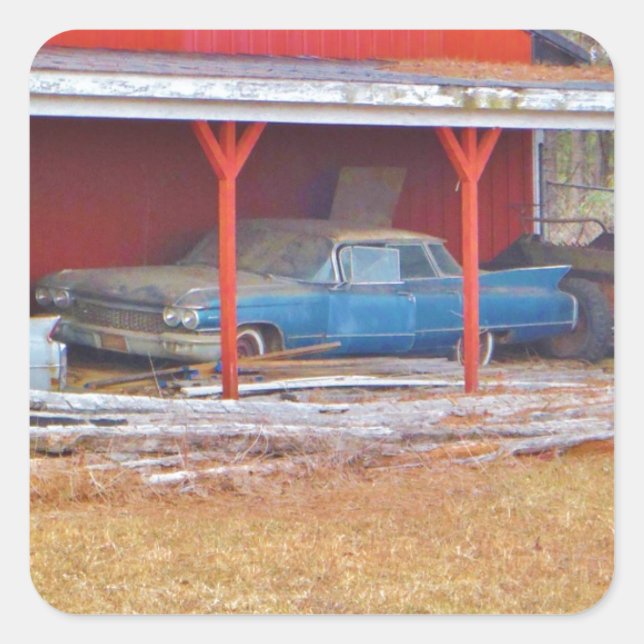 1960 BLUE SADAND DEVILLE Antique car Square Sticker (Front)