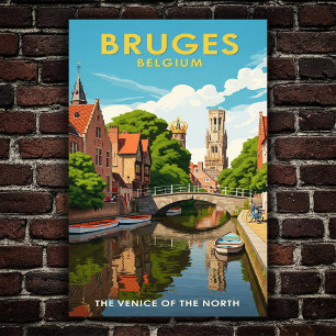 1960 Bruges, Belgique Poster Vintage voyage