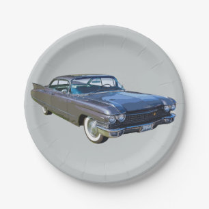 1960 Cadillac Classic Luxury Car Paper Plate