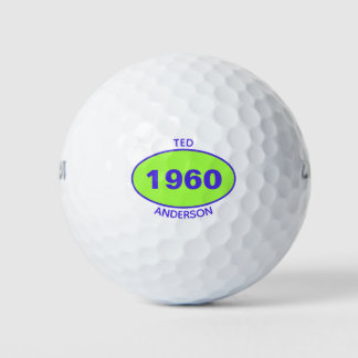 1960 Editable 60th Birthday Green Personalized Golf Balls