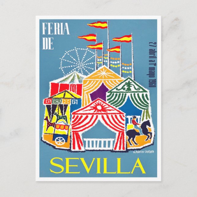 1960 Feria de Sevilla vintage travel Postcard (Front)