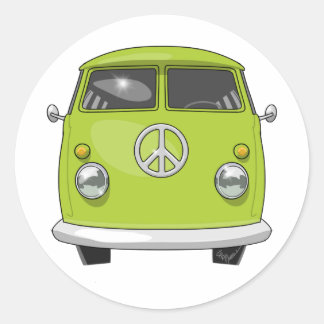 1960 Hippie Van Classic Round Sticker