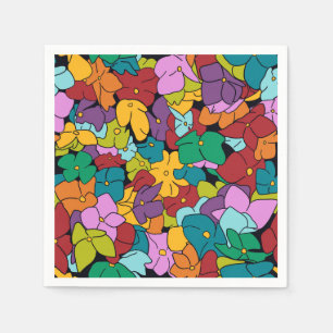 1960’s colour inspired palette of abstract flowers napkin