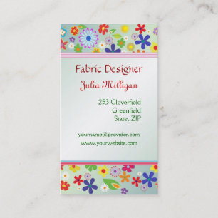 1960-x style colourful Flower power pattern Business Card