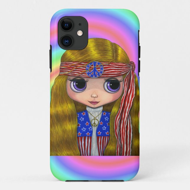1960s, 1970s Hippie Chick in Stars and Stripes Case-Mate iPhone Case (Back)