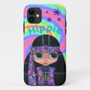 1960s, 1970s Purple Paisley Hippie Chick Big Eyes iPhone 11 Case