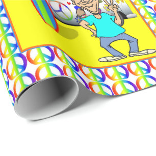 1960's 1970's Retro Hippy Van Peace Surf Board Wrapping Paper