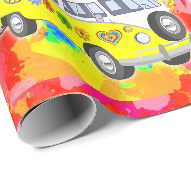 1960's 1970's Retro Hippy Van Tie Dye Wrapping Paper (Roll Corner)