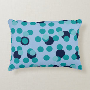 1960s-70s Pop Geometric Mid-Century Teal Bubbles Accent Pillow