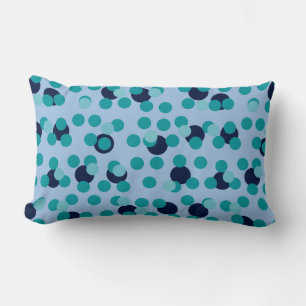 1960s-70s Pop Geometric Mid-Century Teal Bubbles Lumbar Pillow