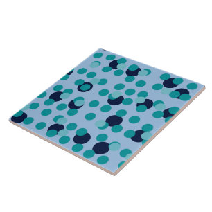 1960s-70s Pop Geometric Mid-Century Teal Bubbles Tile
