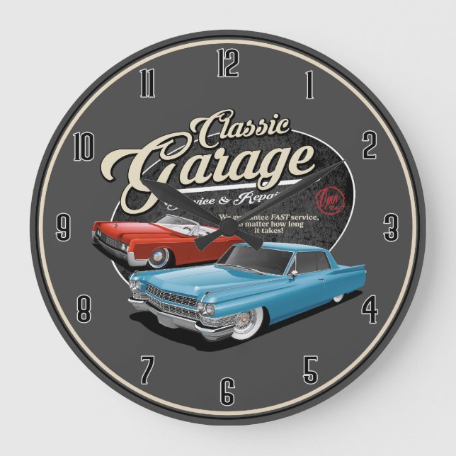 1960's Classic Car Garage Large Clock (Front)