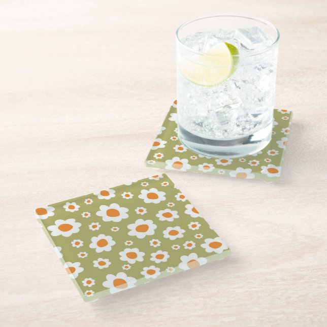 1960's "Daisy" Flower Pattern Coaster (Angled)