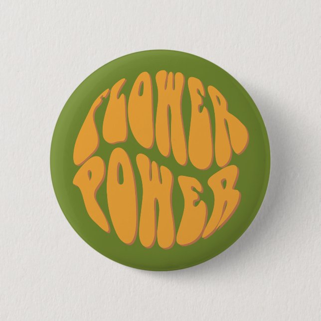 1960's Flower Power Badge 2 Inch Round Button (Front)