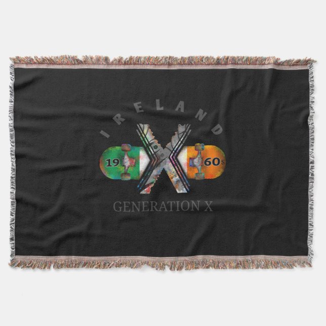 1960s Generation X Ireland Skateboard Throw Blanket (Front)