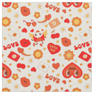 1960s groovy pop art valentines love letter fabric