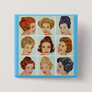 1960s hairstyles grid 2 inch square button