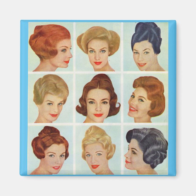 1960s hairstyles grid magnet (Front)