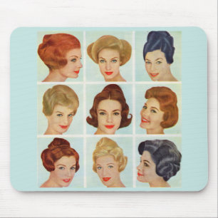 1960s hairstyles grid mouse pad
