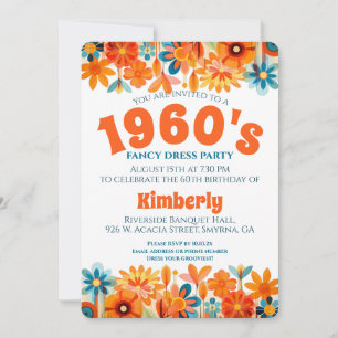 1960's Hippie Flower Power Birthday Invitation