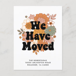 1960s Hippie Flower Power Retro New Address Announcement Postcard