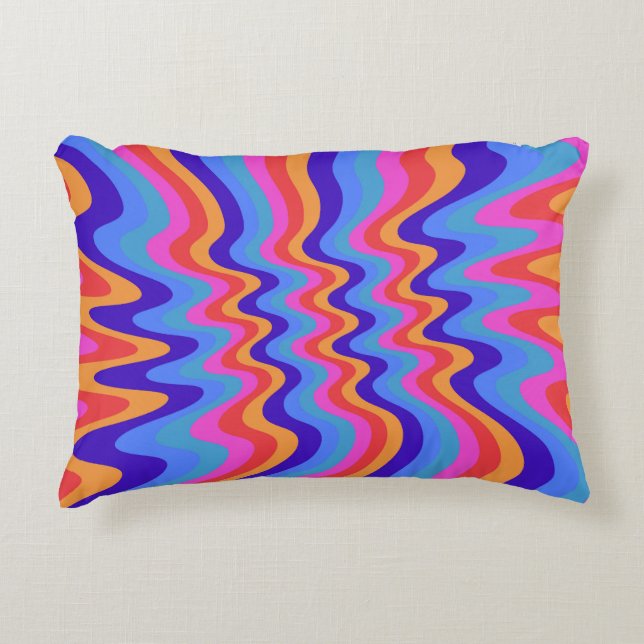1960s Hippie Trippy Retro Wallpaper Accent Pillow (Front)