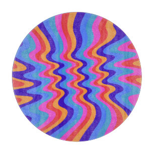 1960s Hippie Trippy Retro Wallpaper Cutting Board