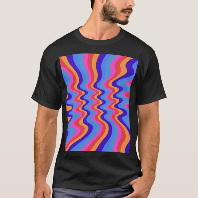 1960s Hippie Trippy Retro Wallpaper T-Shirt (Front)