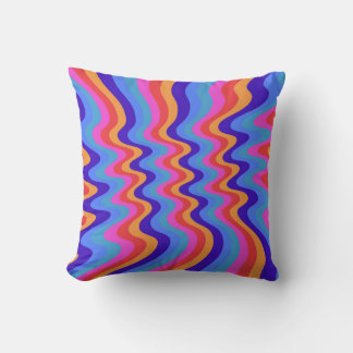 1960s Hippie Trippy Retro Wallpaper Throw Pillow