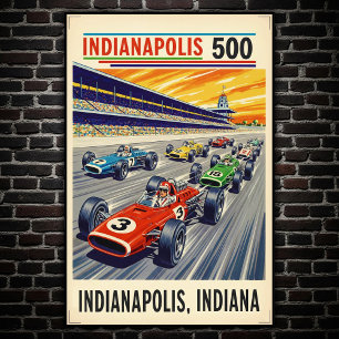 1960s Indianapolis 500 Vintage Wall Poster