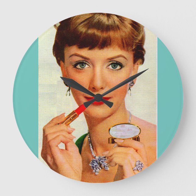 1960s lipstick lady large clock (Front)
