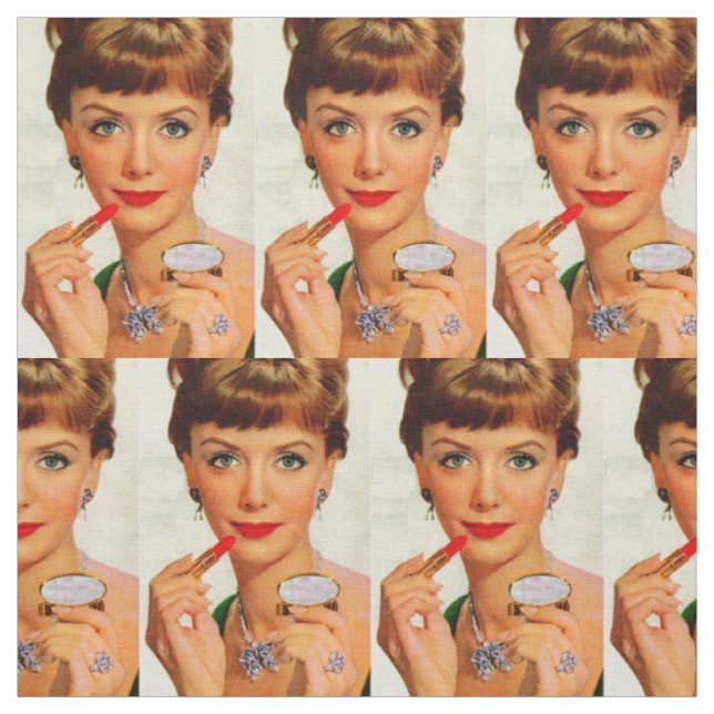 1960s lipstick lady print fabric (Swatch)