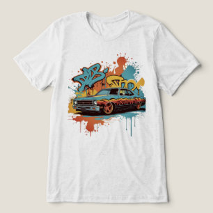 1960s Lowrider in Graffiti Fire Wall Art Style Tri-Blend Shirt