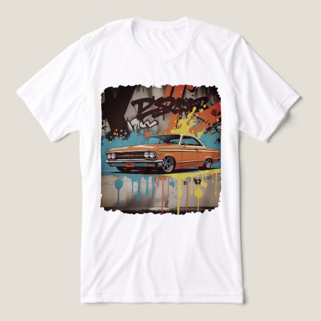 1960s Lowrider in Graffiti Fire Wall Art Style Tri-Blend Shirt (Design Front)