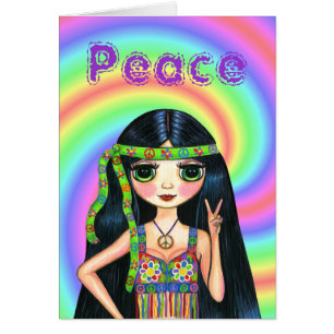 1960s Peace Sign Hippie Girl with Headband