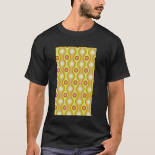 1960's RETRO WAVE AND CIRCLE PATTERN YELLOW PEACH  T-Shirt