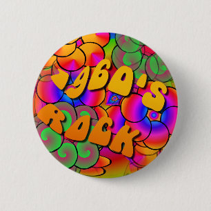 1960's Rock Psychedelic Flower Power Button