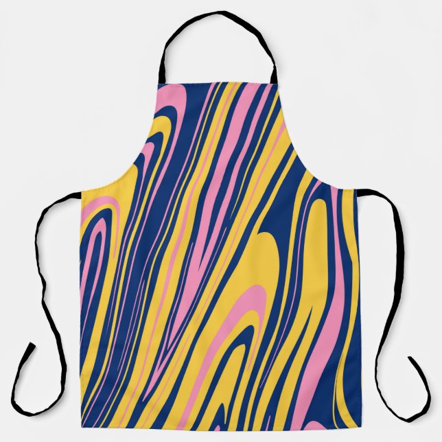 1960s Style Color Waves Backgrounds. Wavy Psychede Apron (Front)