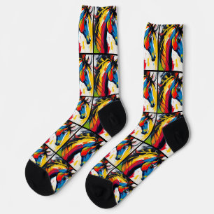 1960's Style Groovy Abstract Horse Socks